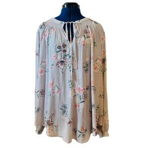 Torrid Grey Pink Floral Peasant Blouse